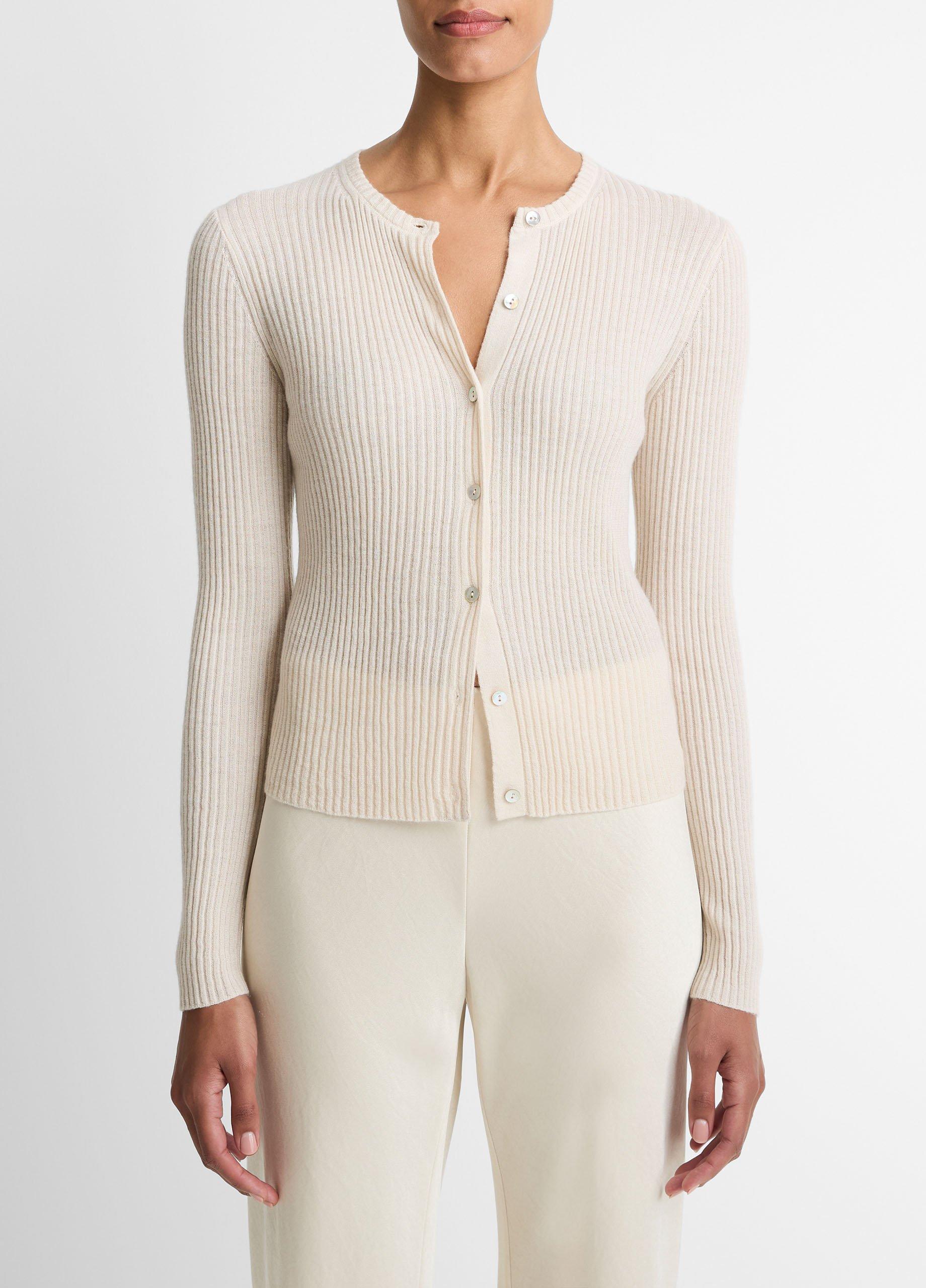 Ribbed Cashmere-Silk Cardigan