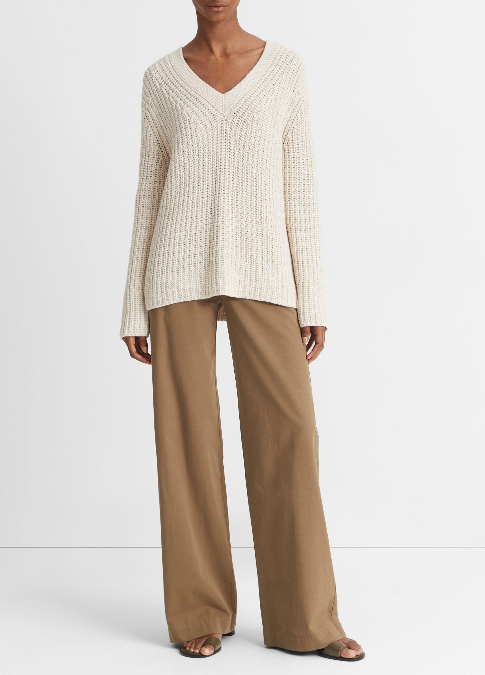 Shaker Stitch V-Neck Sweater in V-Neck