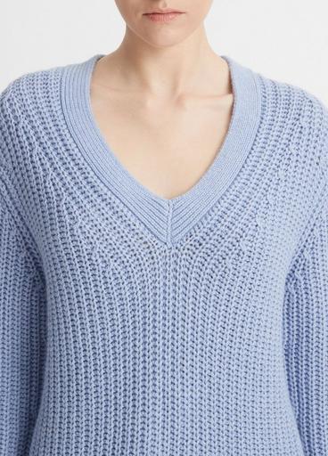 Shaker Stitch V-Neck Sweater image number 1