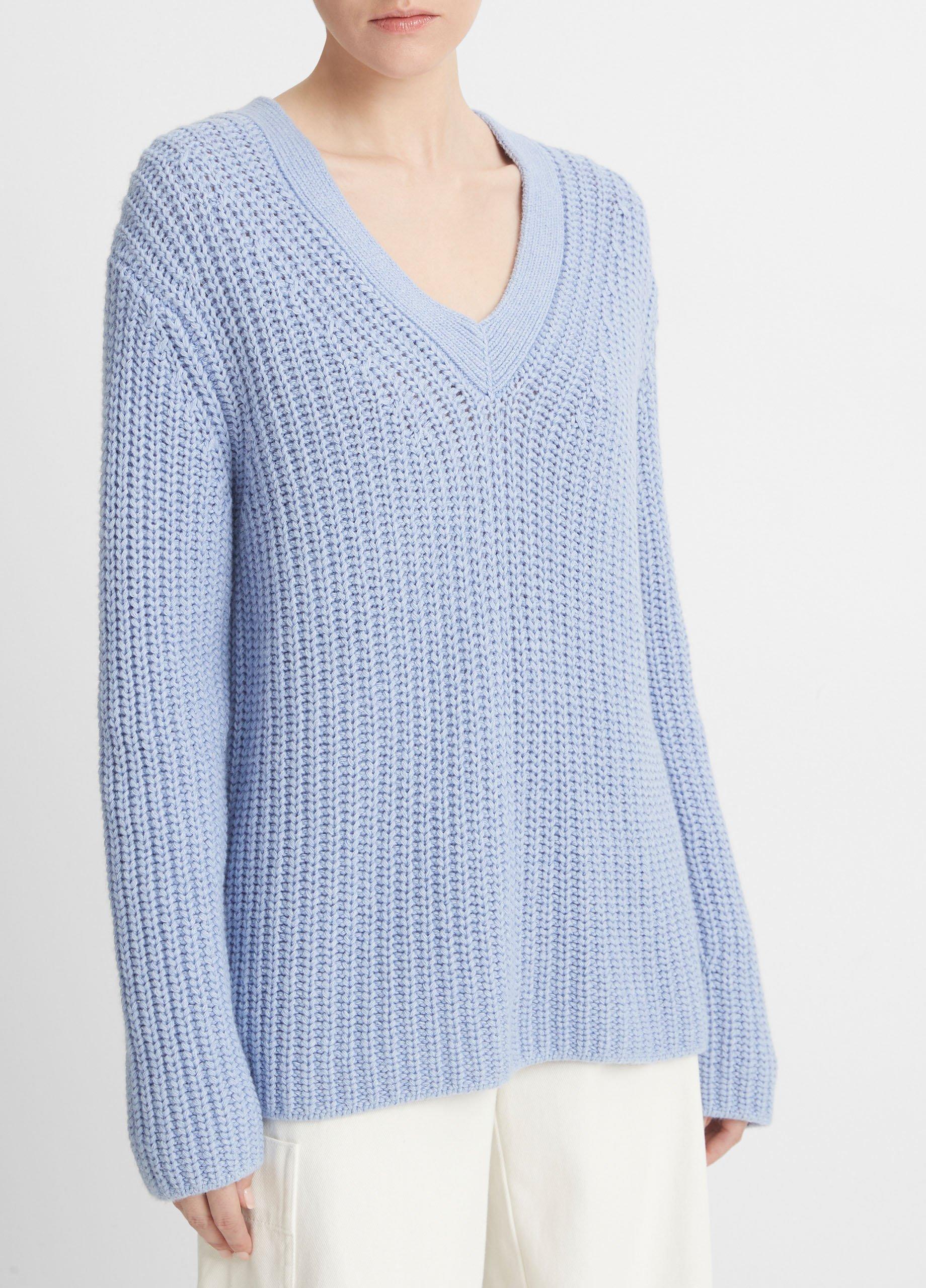 Shaker Stitch V-Neck Sweater