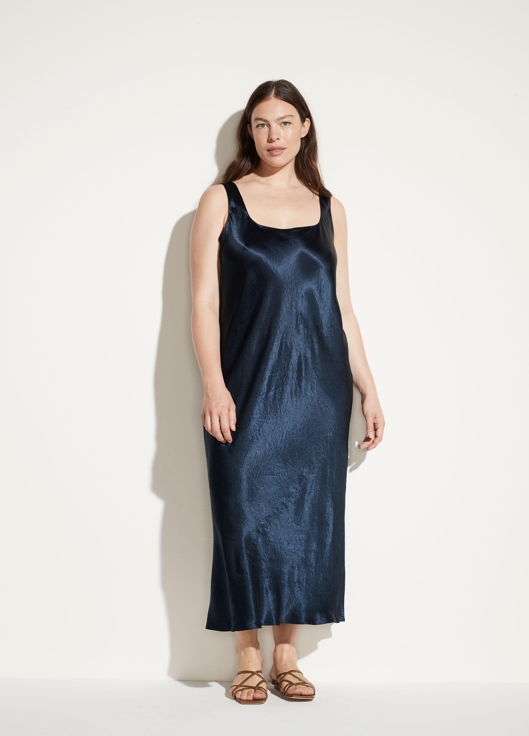 Square Neck Satin Tank Dress image number 0