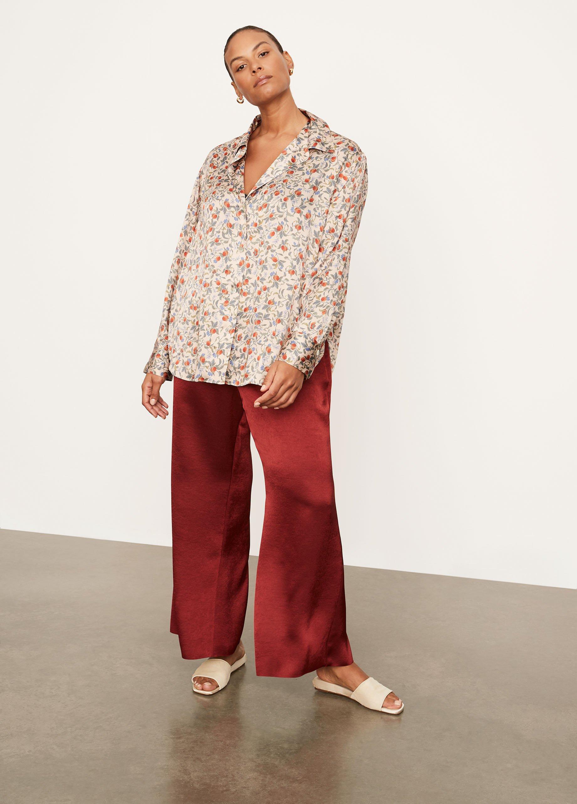 Pomegranate Relaxed Long Sleeve Blouse image number 0