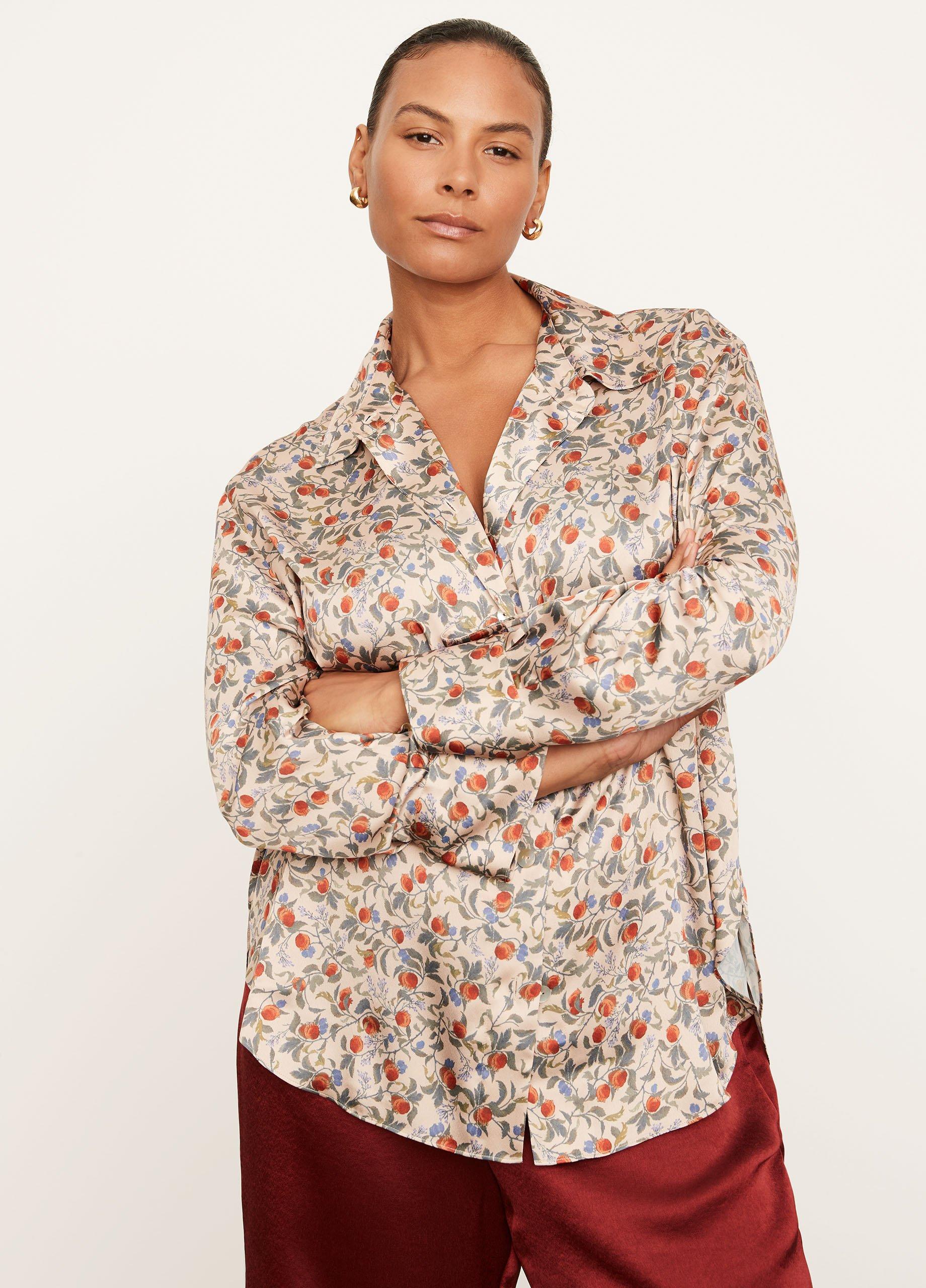 Pomegranate Relaxed Long Sleeve Blouse image number 1