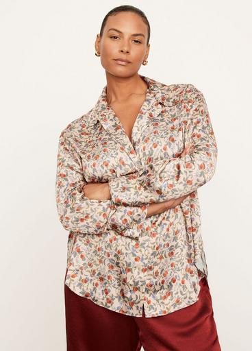 Pomegranate Relaxed Long Sleeve Blouse image number 1