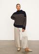 Plush Cashmere Breton Stripe Funnel Neck Sweater image number 0