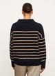 Plush Cashmere Breton Stripe Funnel Neck Sweater image number 3