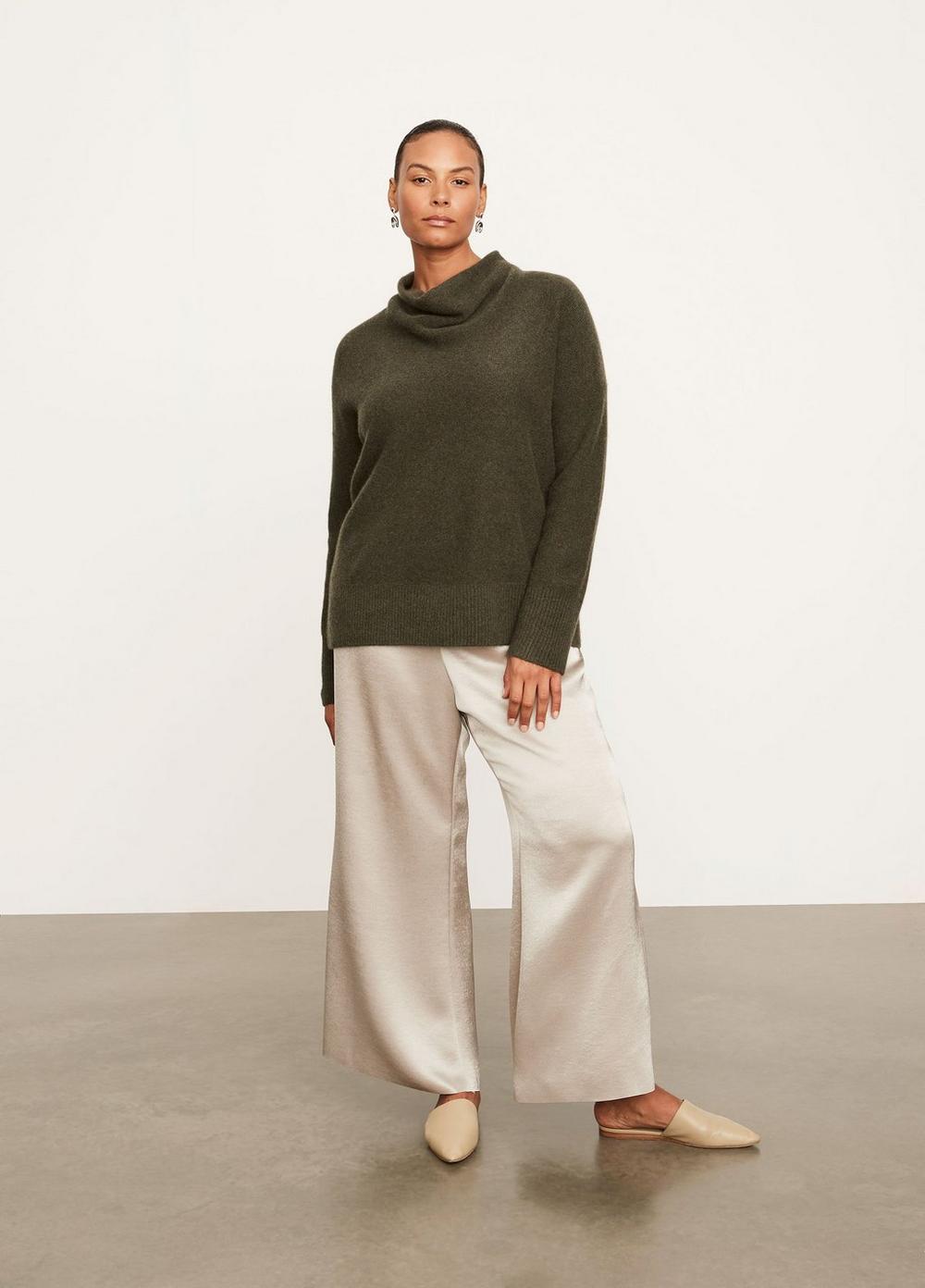 Vince Boiled Cashmere Cowl Neck Pullover