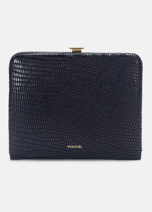 Lizard-Embossed Leather Frame Wallet