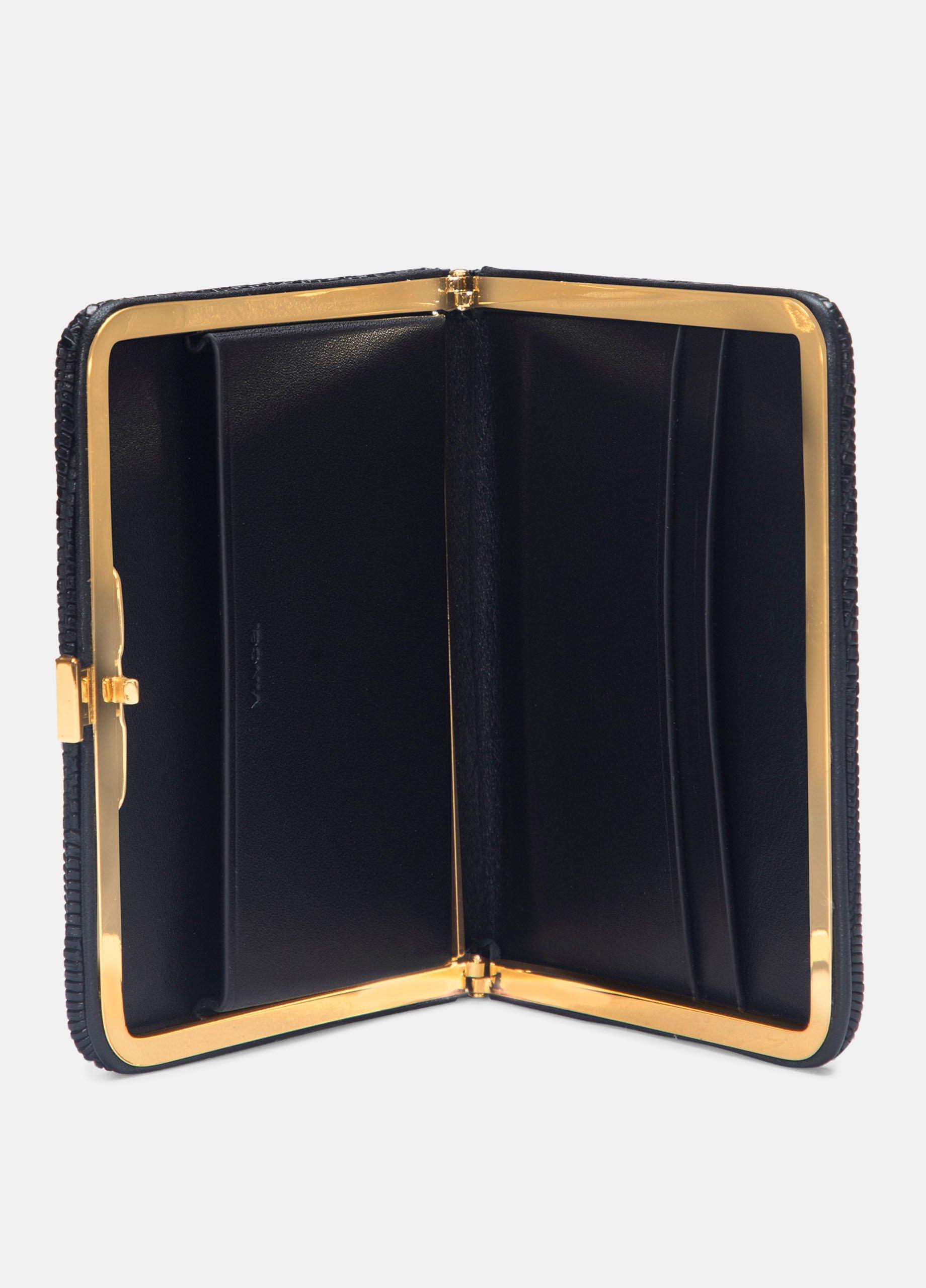 Lizard-Embossed Leather Frame Wallet image number 1