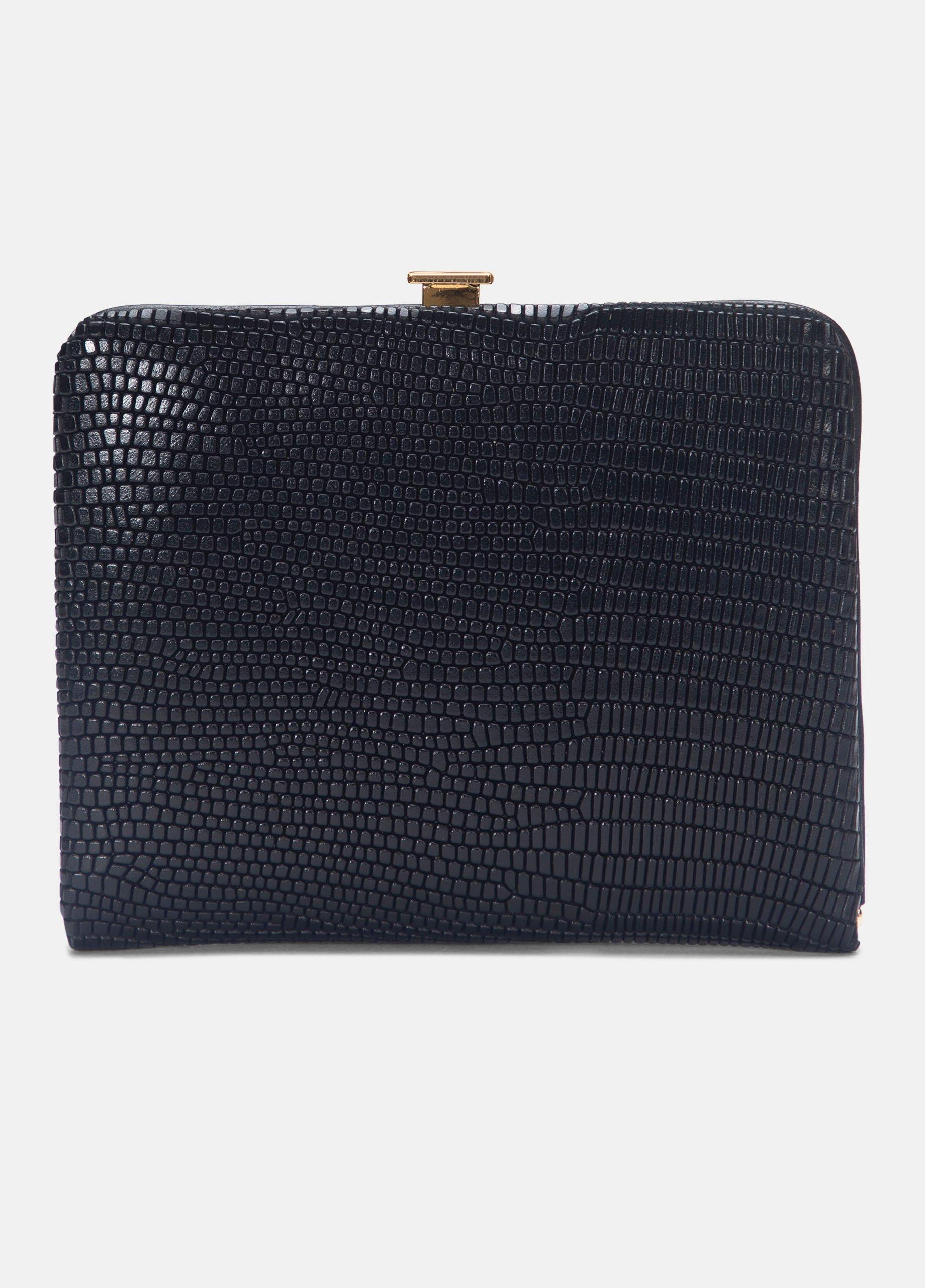 Lizard-Embossed Leather Frame Wallet image number 4