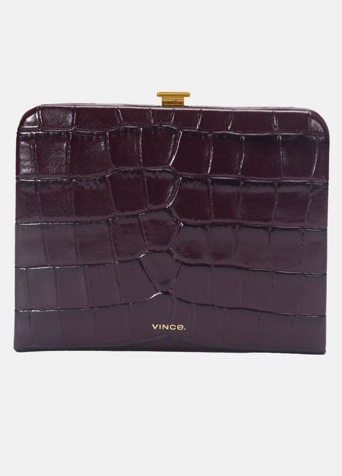 Croc-Embossed Leather Frame Wallet