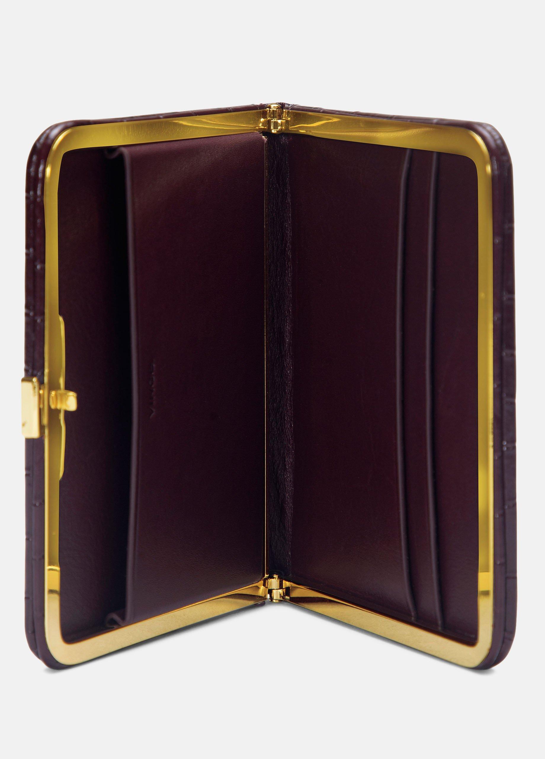 Croc-Embossed Leather Frame Wallet image number 1