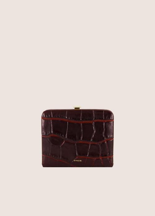 Croc-Embossed Leather Frame Wallet