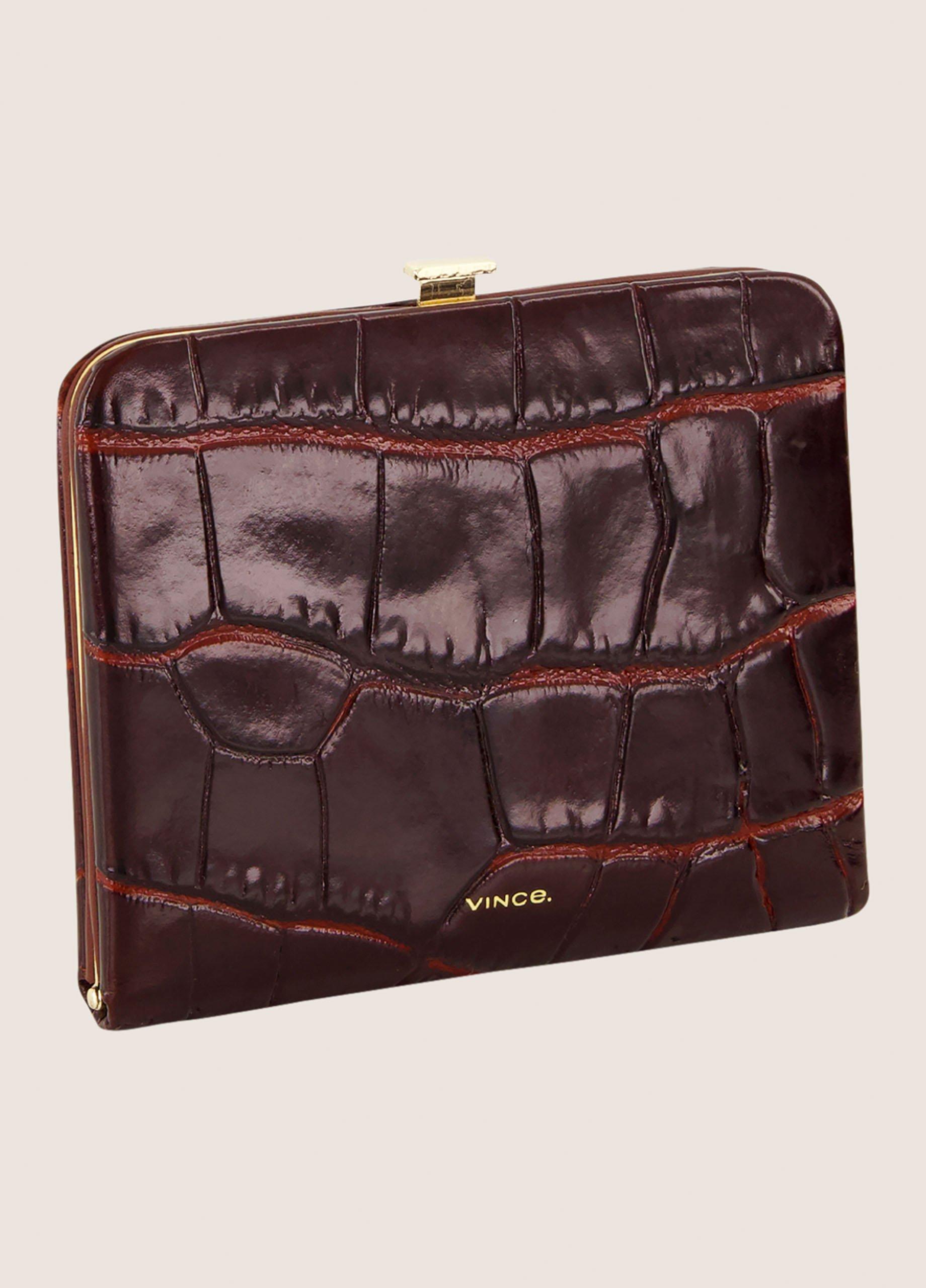 Croc-Embossed Leather Frame Wallet image number 1