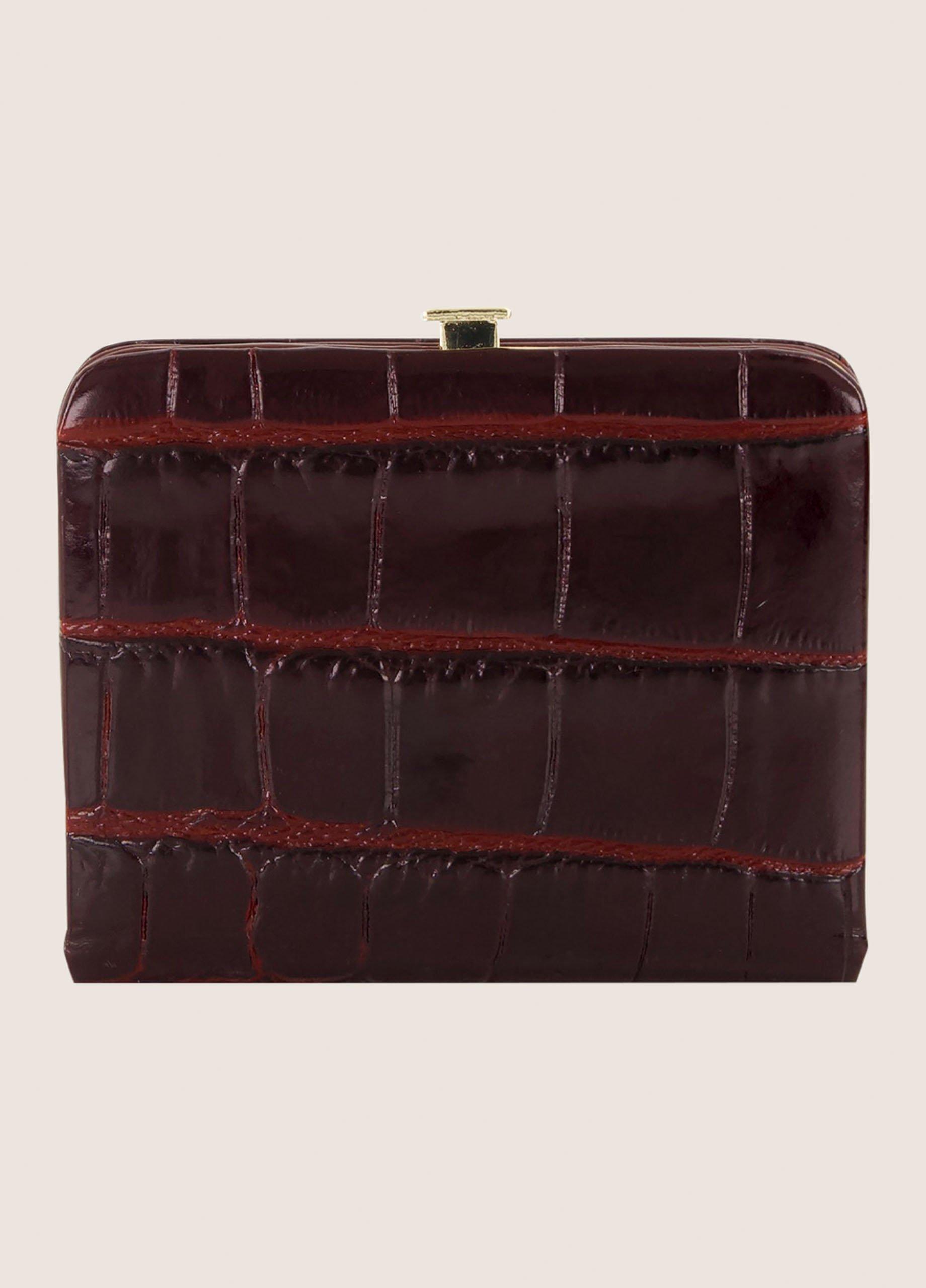 Croc-Embossed Leather Frame Wallet image number 3