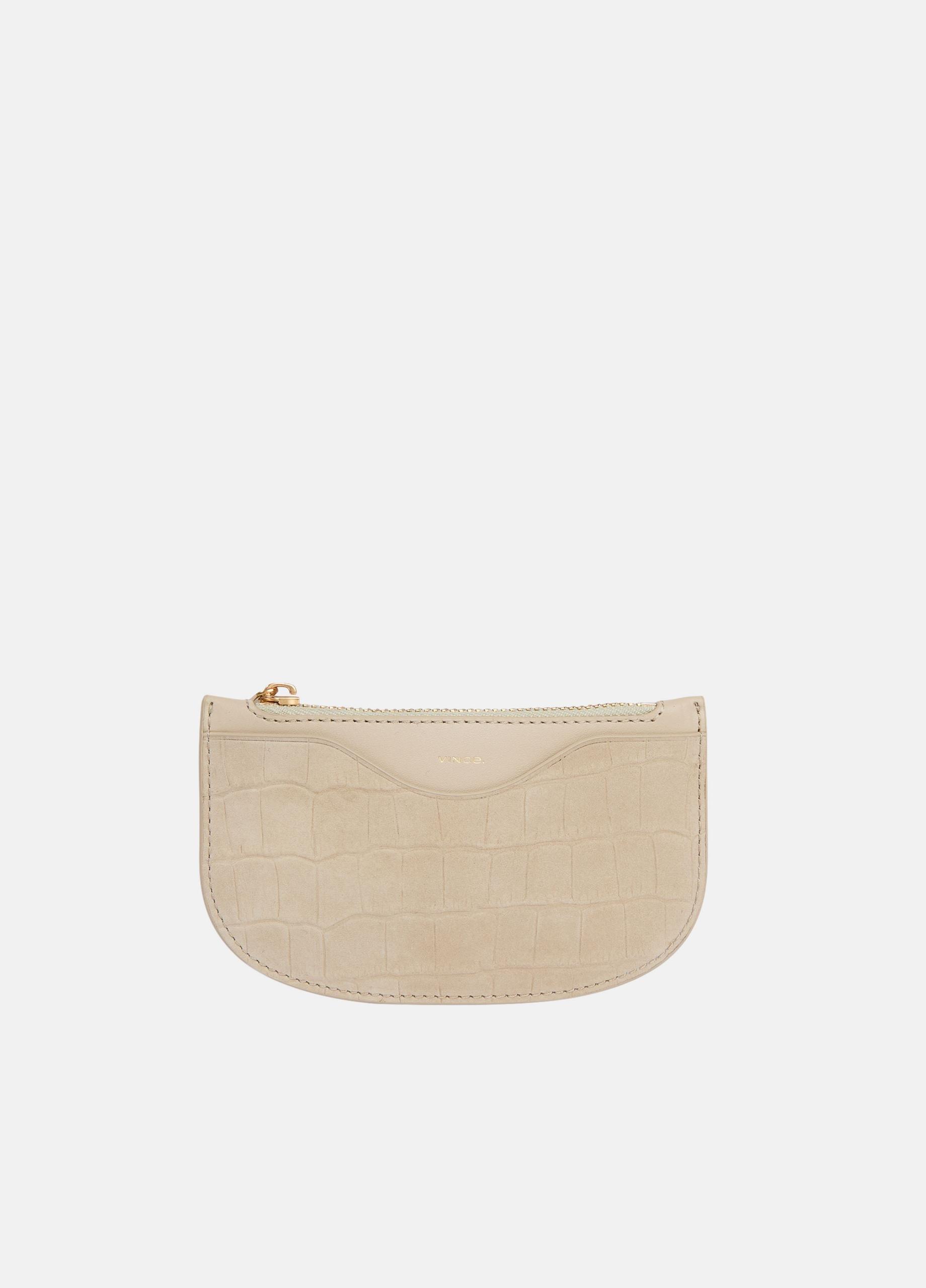 Demma Croc-Embossed Nubuck Leather Half-Moon Cardholder image number 0
