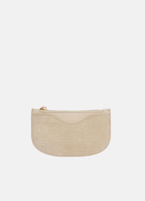 Demma Croc-Embossed Nubuck Leather Half-Moon Cardholder