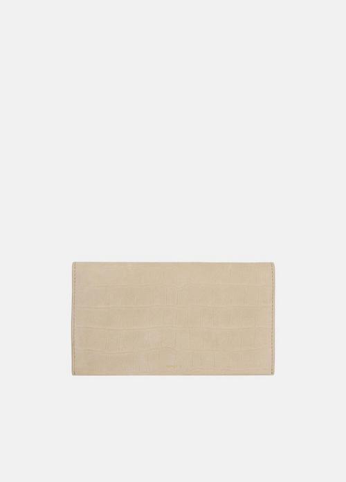 Croc-Embossed Nubuck Leather Continental Wallet