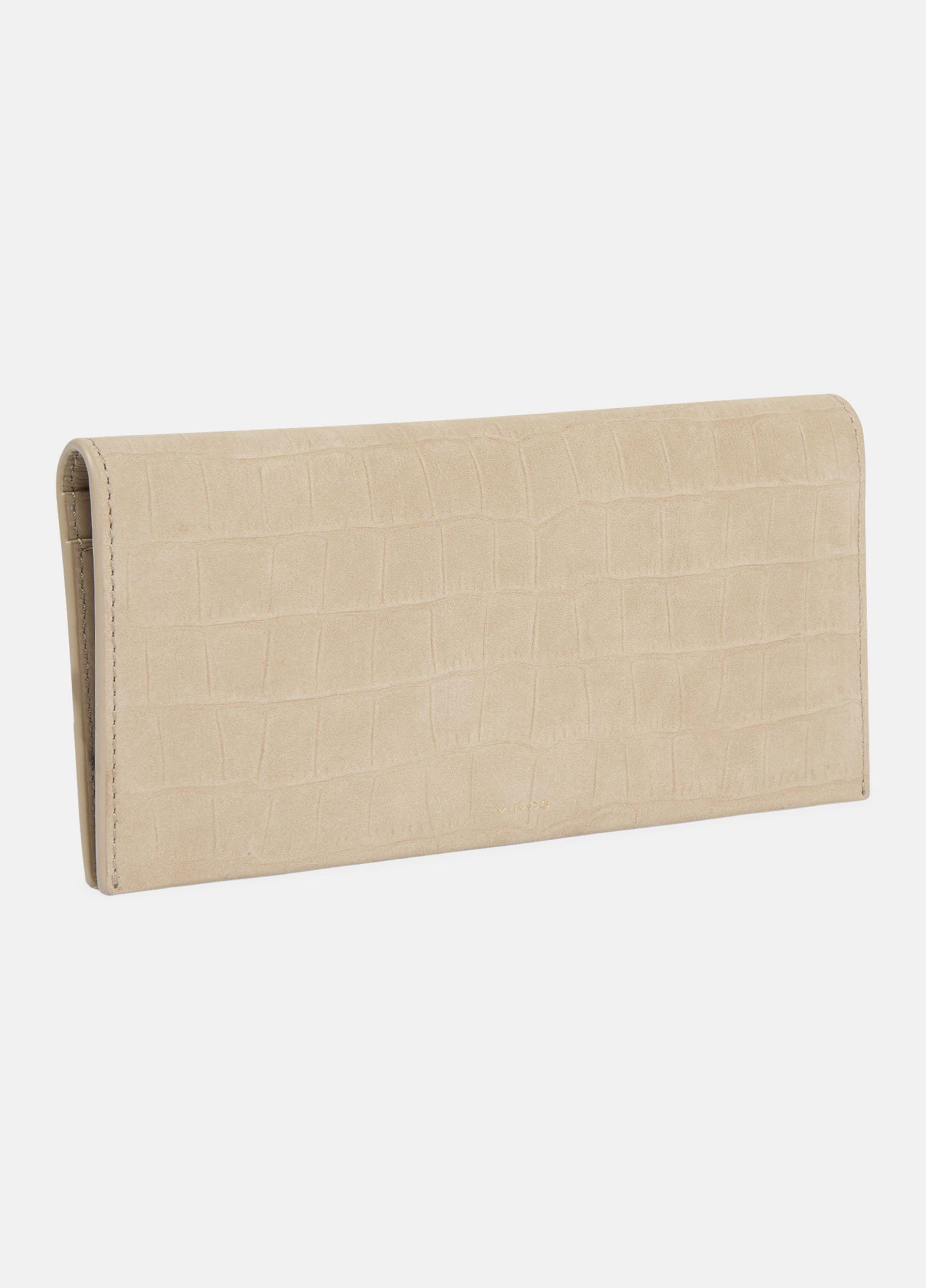 Croc-Embossed Nubuck Leather Continental Wallet image number 1