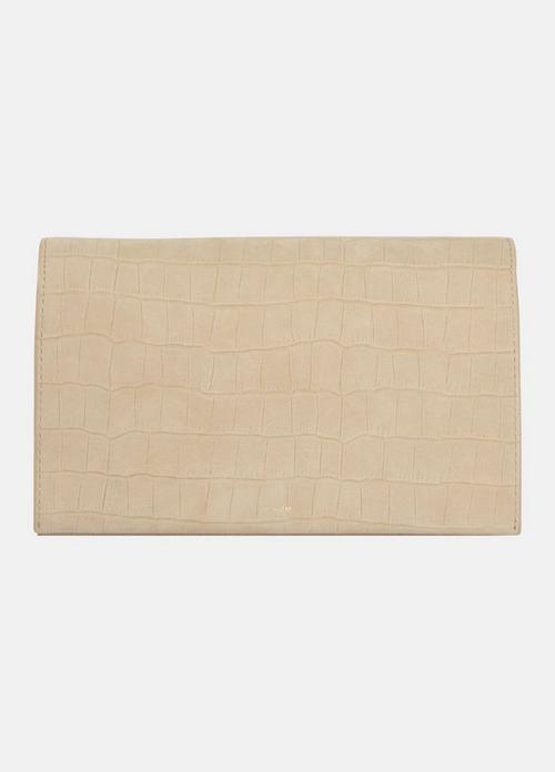 Croc-Embossed Nubuck Leather Crossbody Wallet