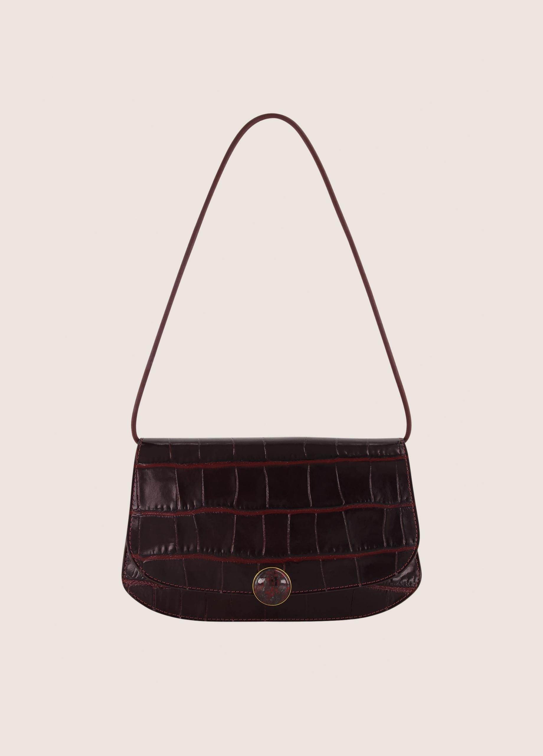 Flora Croc-Embossed Leather & Suede Triple-Gusset Wallet Clutch image number 0