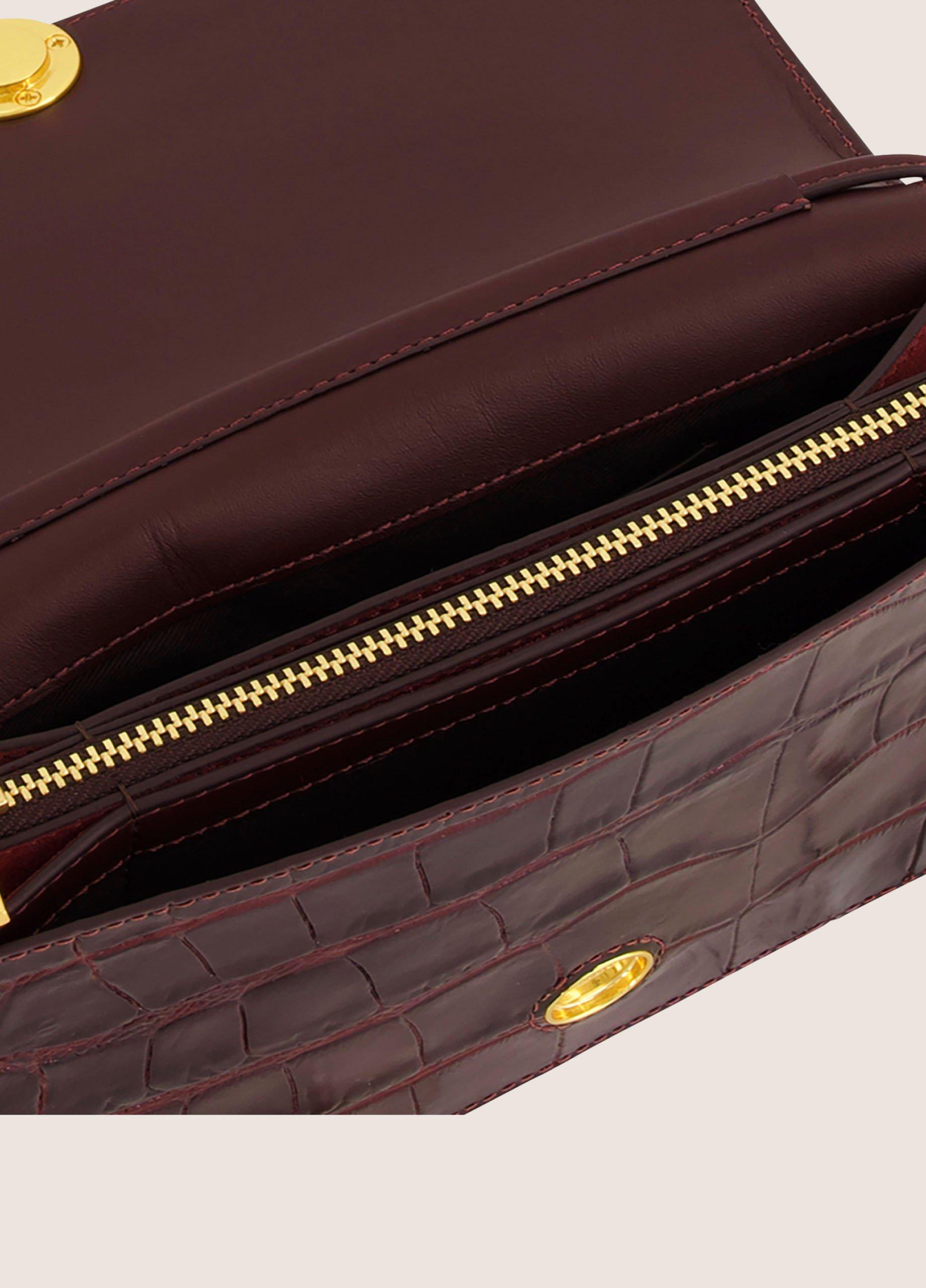 Flora Croc-Embossed Leather & Suede Triple-Gusset Wallet Clutch image number 1