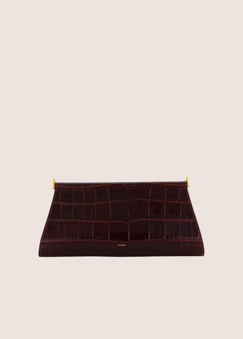 Double Bar Croc-Embossed Leather Pouch
