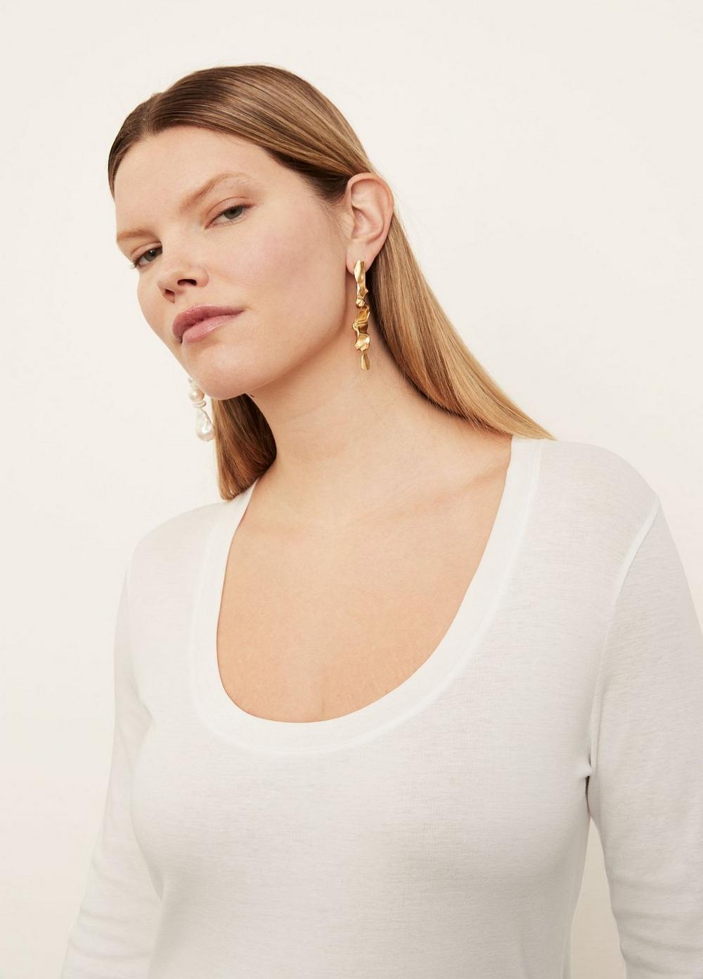 Scoop Neck Long Sleeve T-Shirt in Extended Sizes