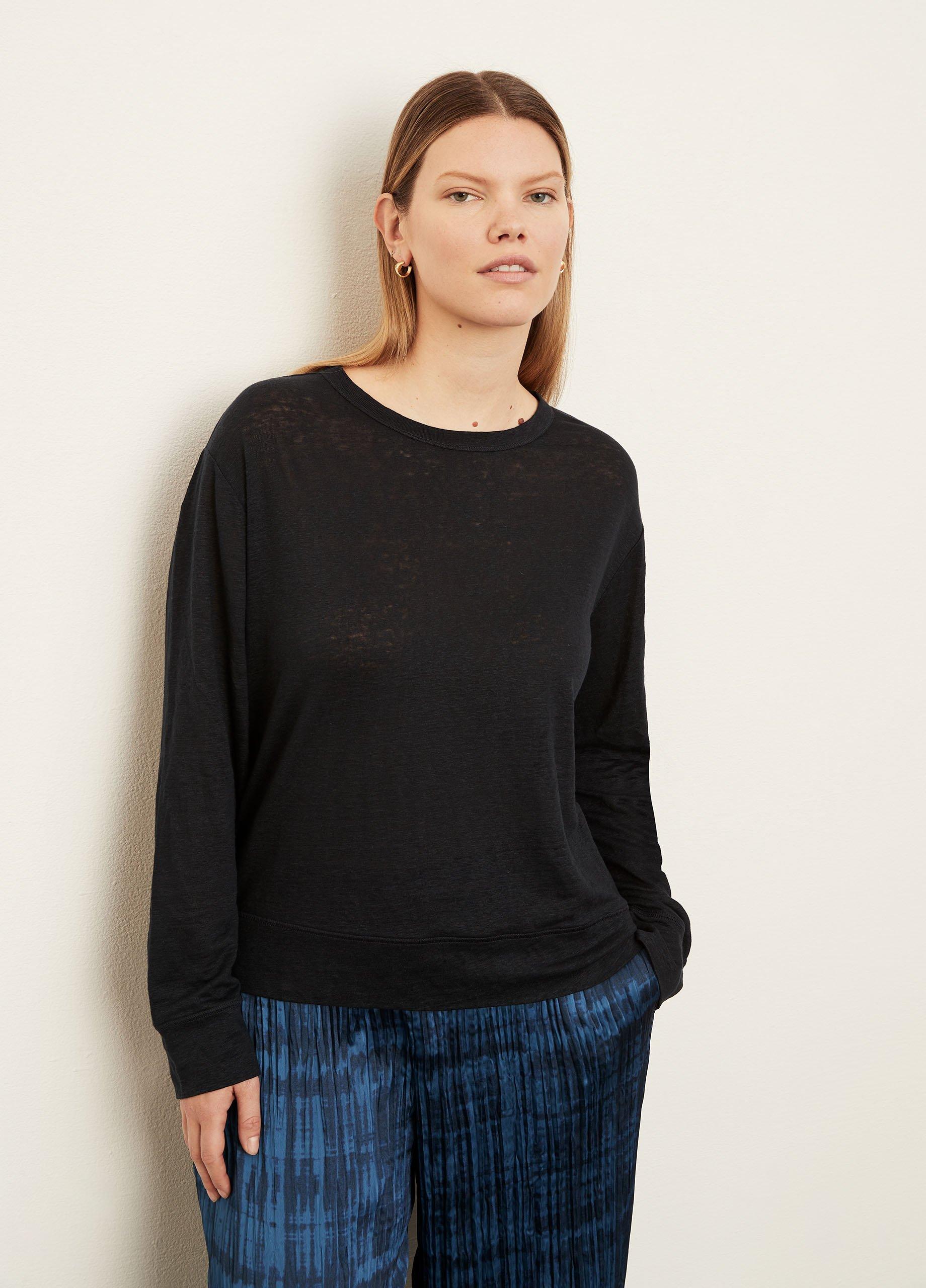 Linen Long Sleeve Pullover T-Shirt image number 1