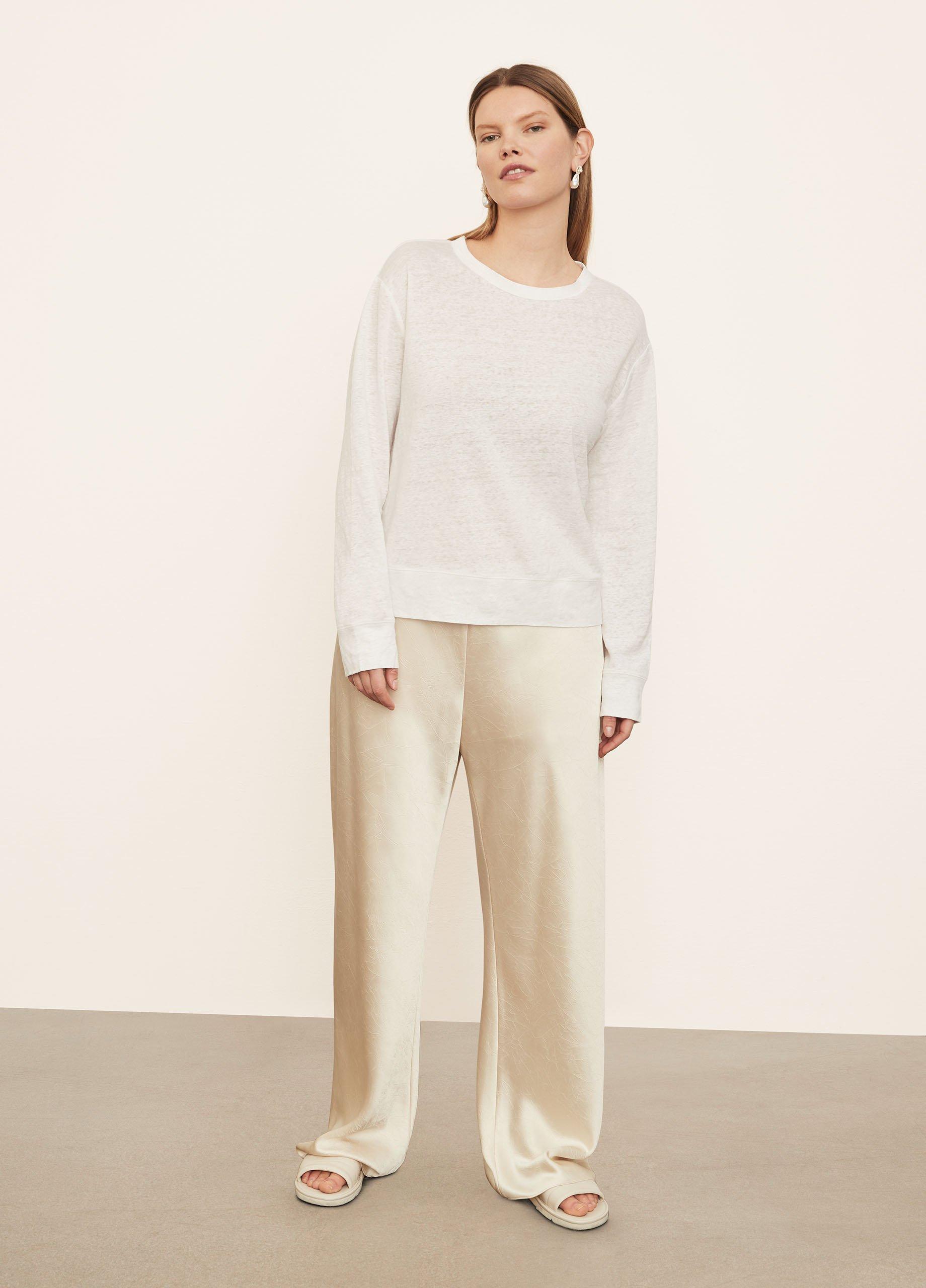 Linen Long Sleeve Pullover T-Shirt in Long Sleeve | Vince