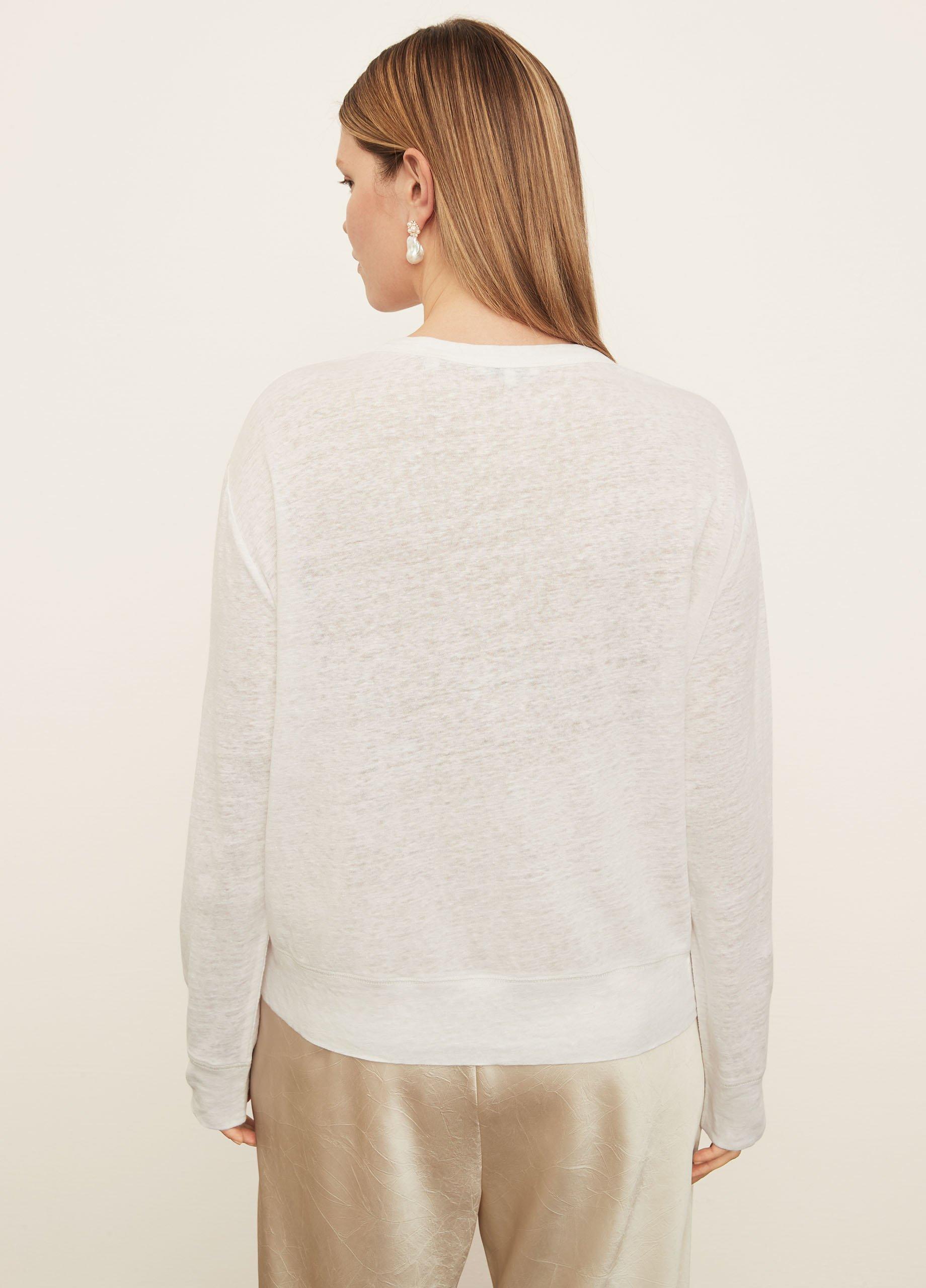 Linen Long Sleeve Pullover T-Shirt in Long Sleeve | Vince