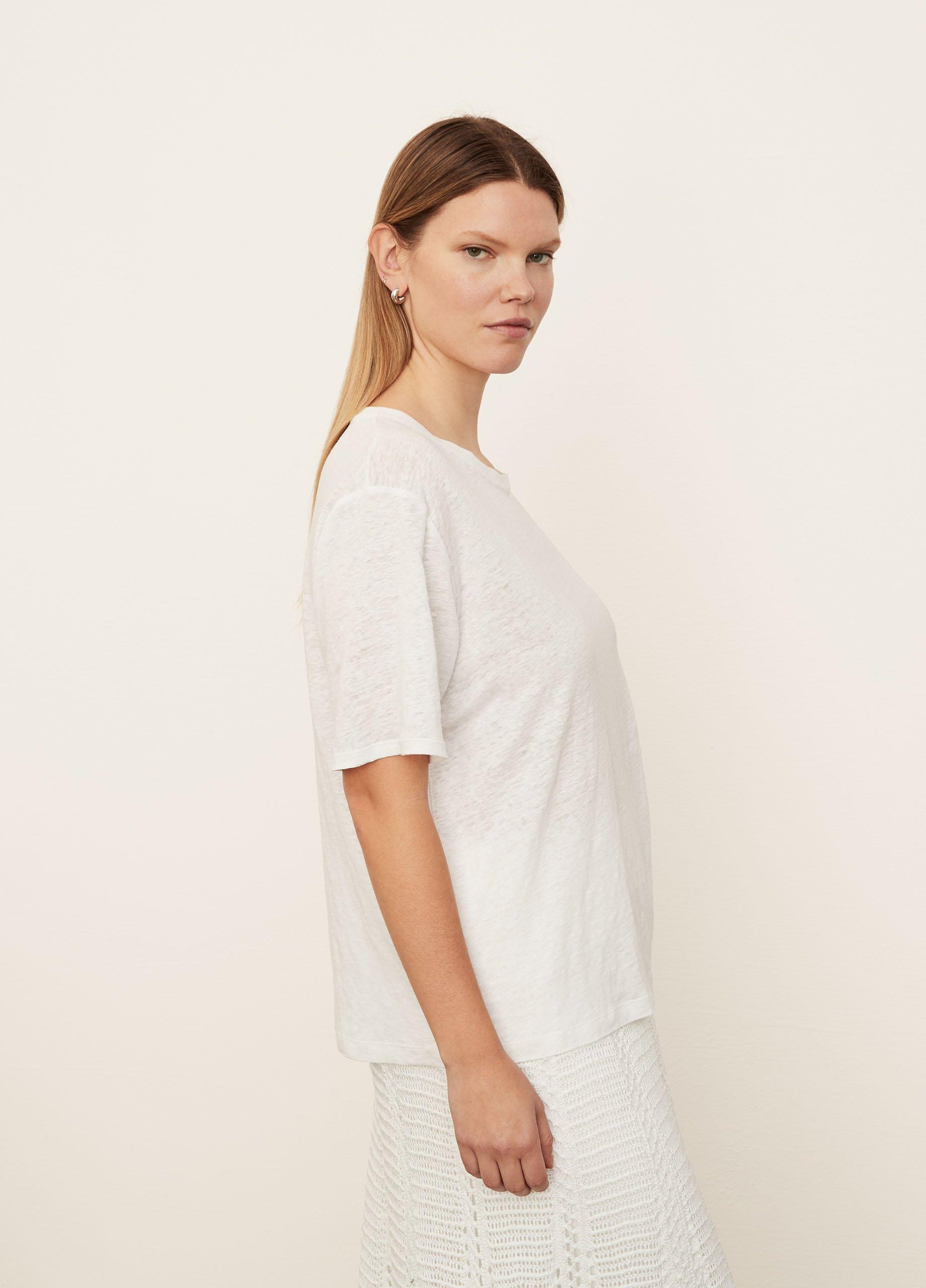 Linen Short Sleeve Relaxed Crew Neck T-Shirt image number 2