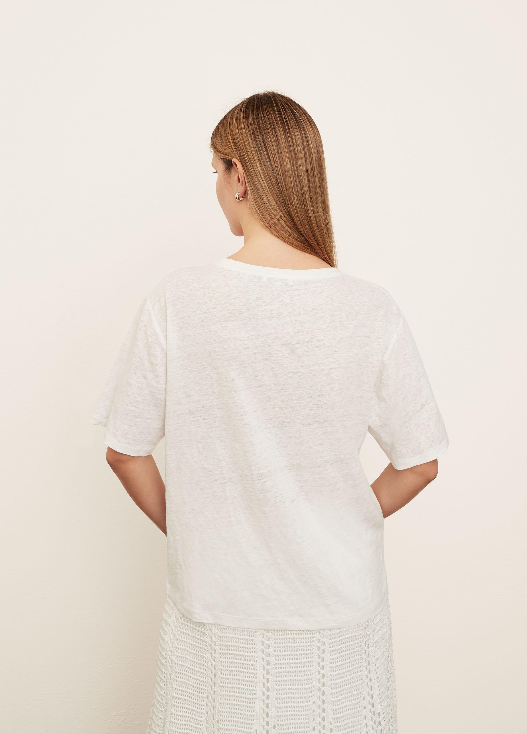Linen Short Sleeve Relaxed Crew Neck T-Shirt image number 3