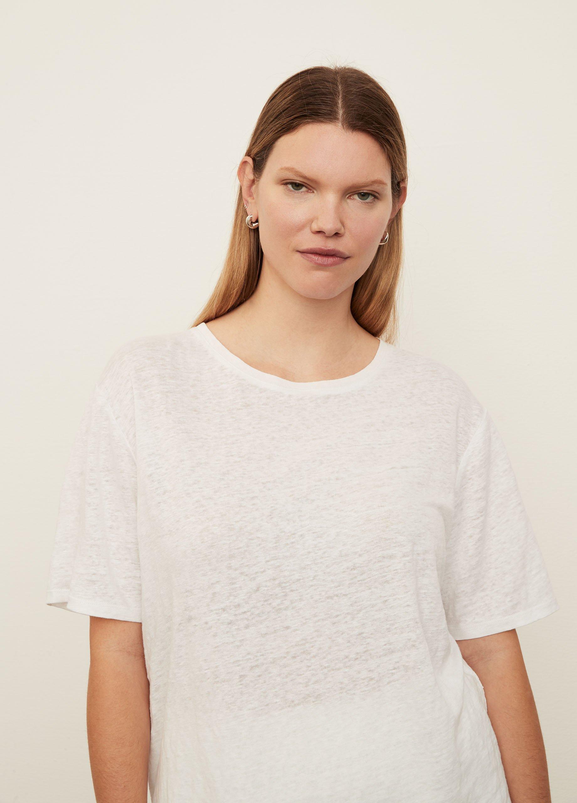 Linen Short Sleeve Relaxed Crew Neck T-Shirt