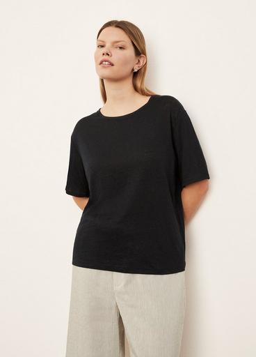 Linen Short Sleeve Relaxed Crew Neck T-Shirt image number 1