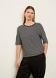 Striped Linen Elbow Sleeve Crew Neck T-Shirt image number 1