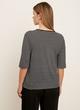 Striped Linen Elbow Sleeve Crew Neck T-Shirt image number 3