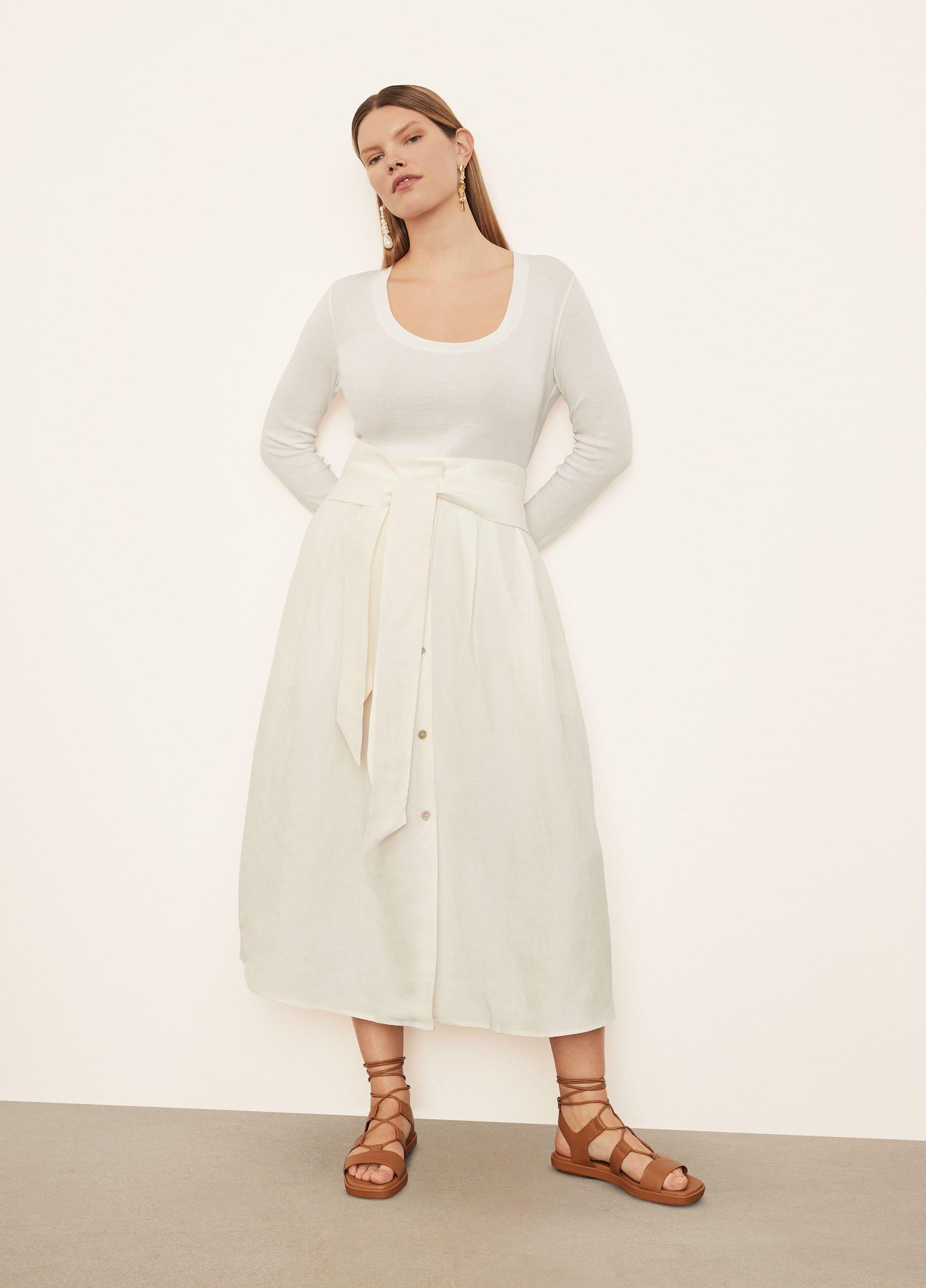 Vince belted 2024 wrap midi skirt