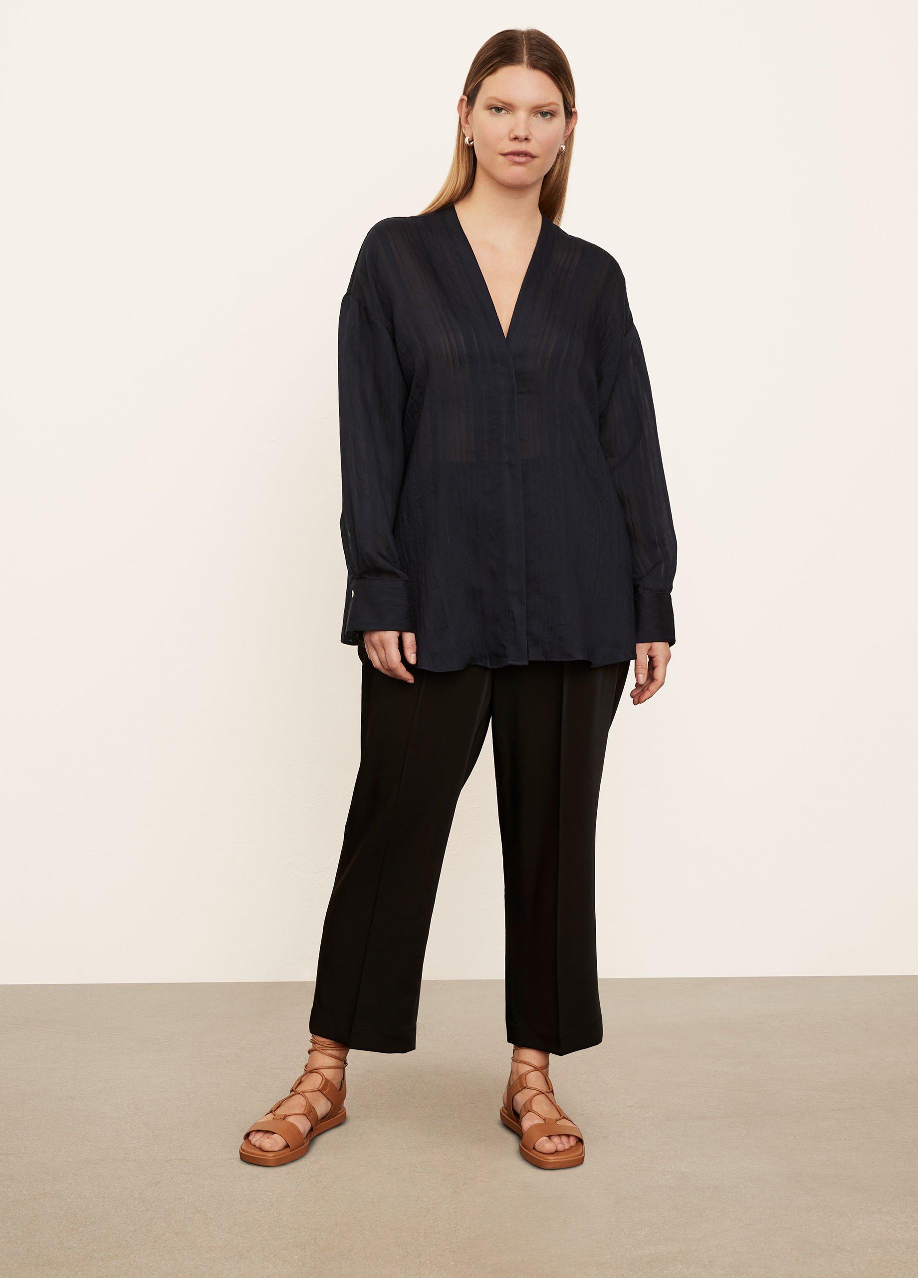 Drapey Stripe V-Neck Blouse image number 0