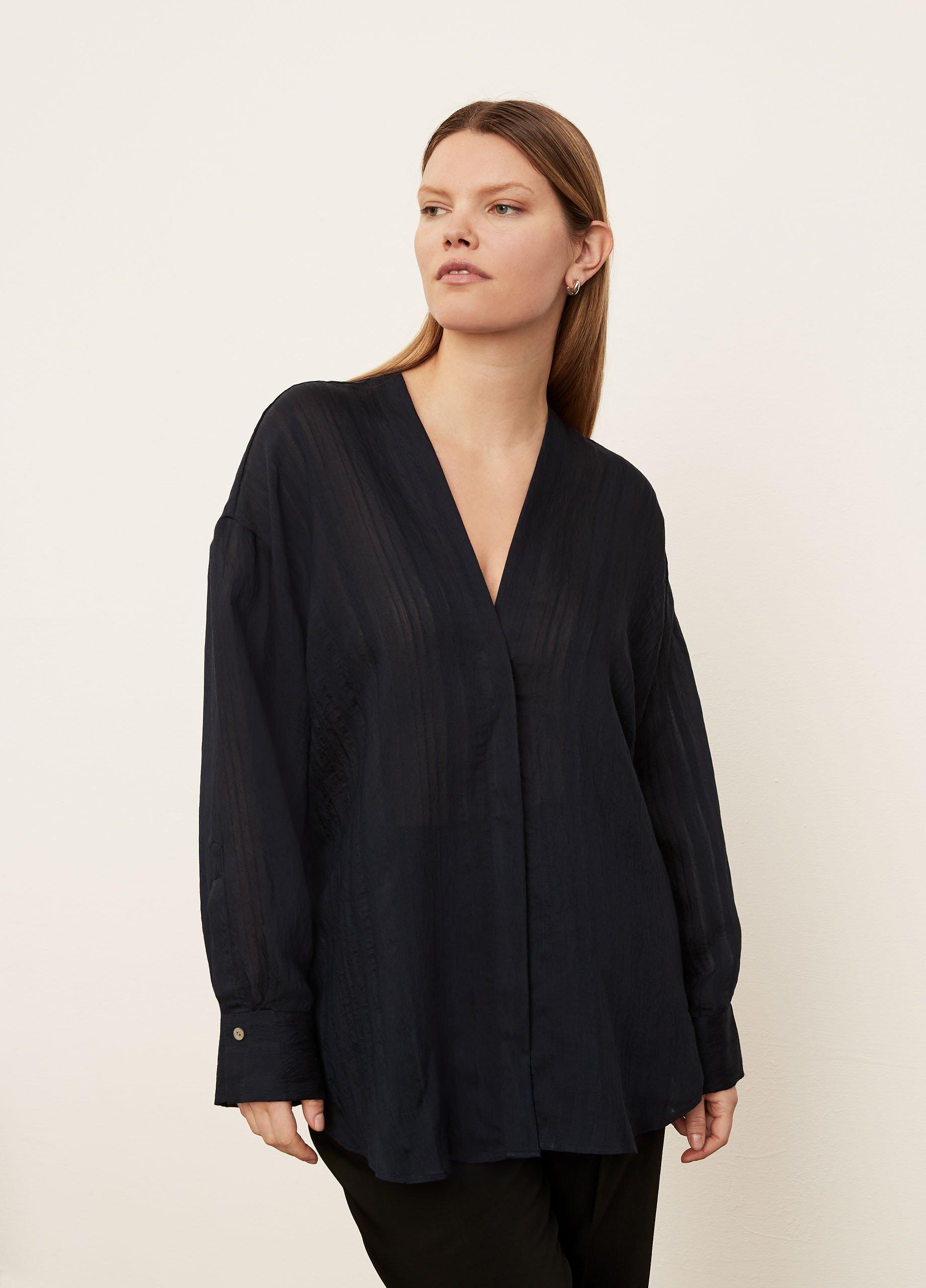 Drapey Stripe V-Neck Blouse image number 1