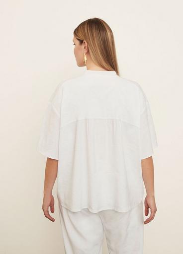 Short Sleeve Shirred Band Collar Blouse image number 3