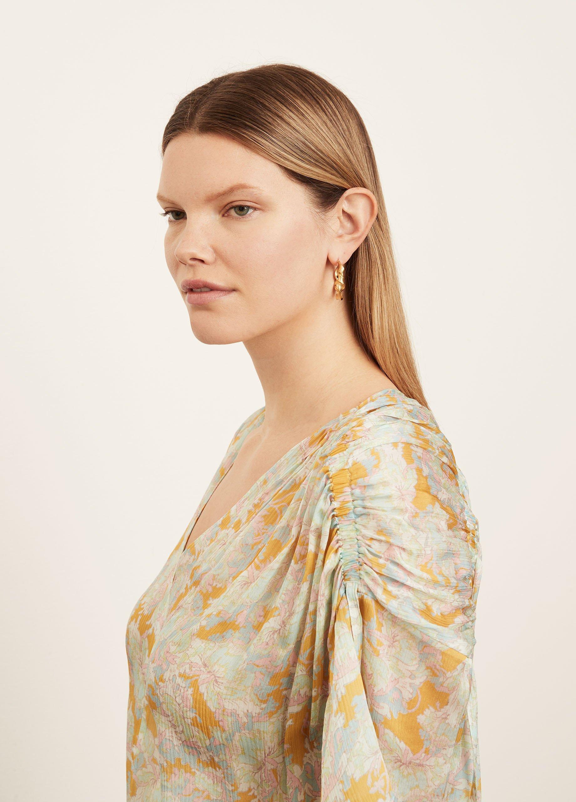 Lotus Ruched Flutter-Sleeve Blouse image number 1