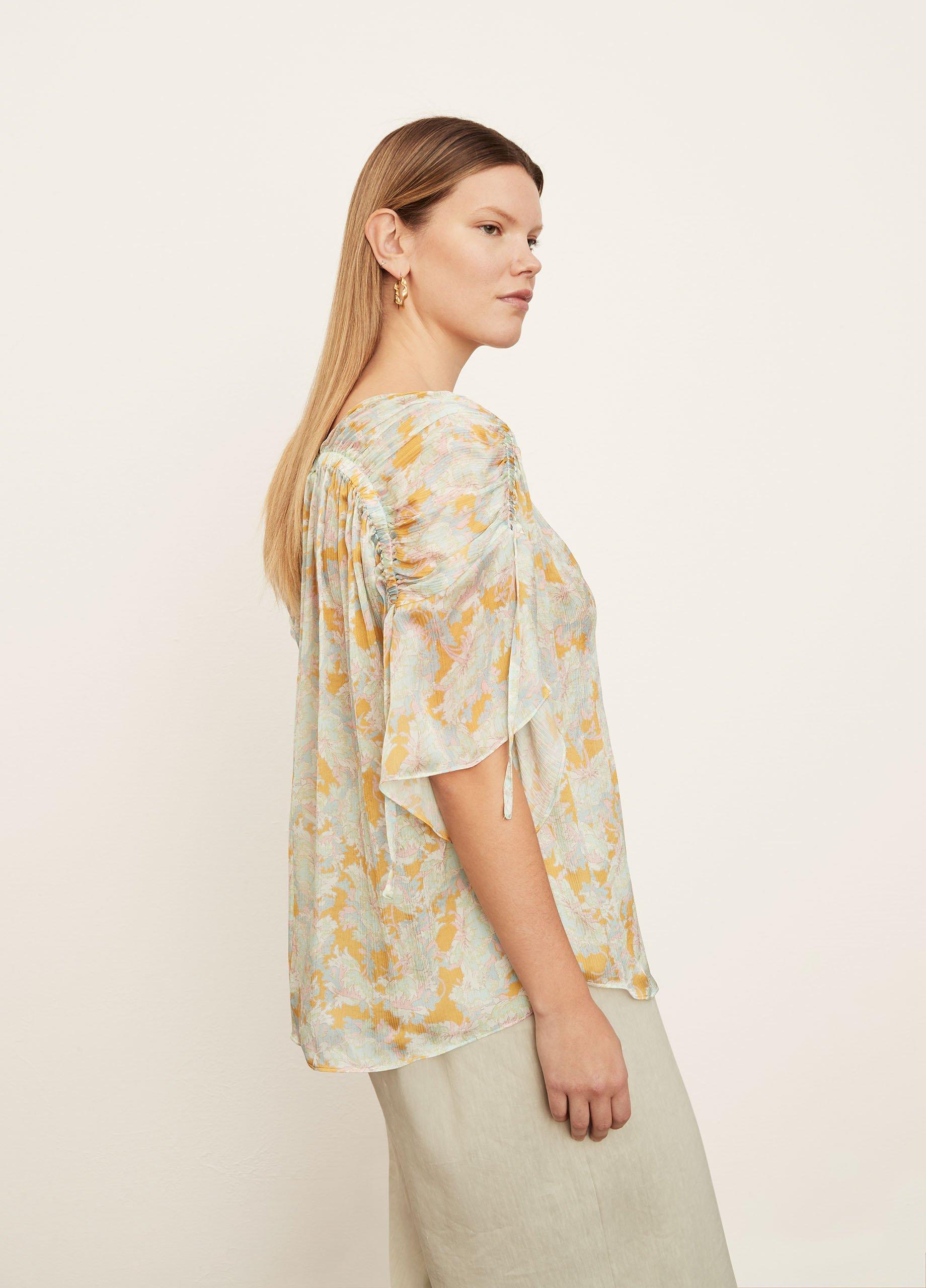 Lotus Ruched Flutter-Sleeve Blouse image number 2