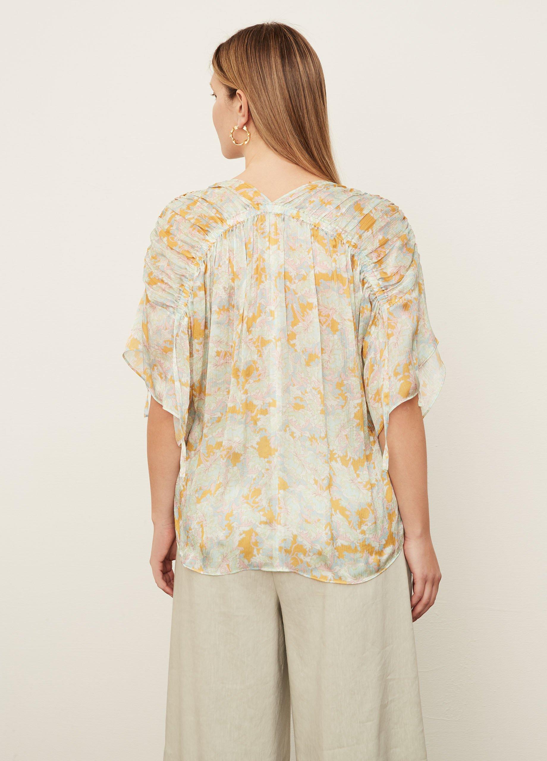 Lotus Ruched Flutter-Sleeve Blouse image number 3