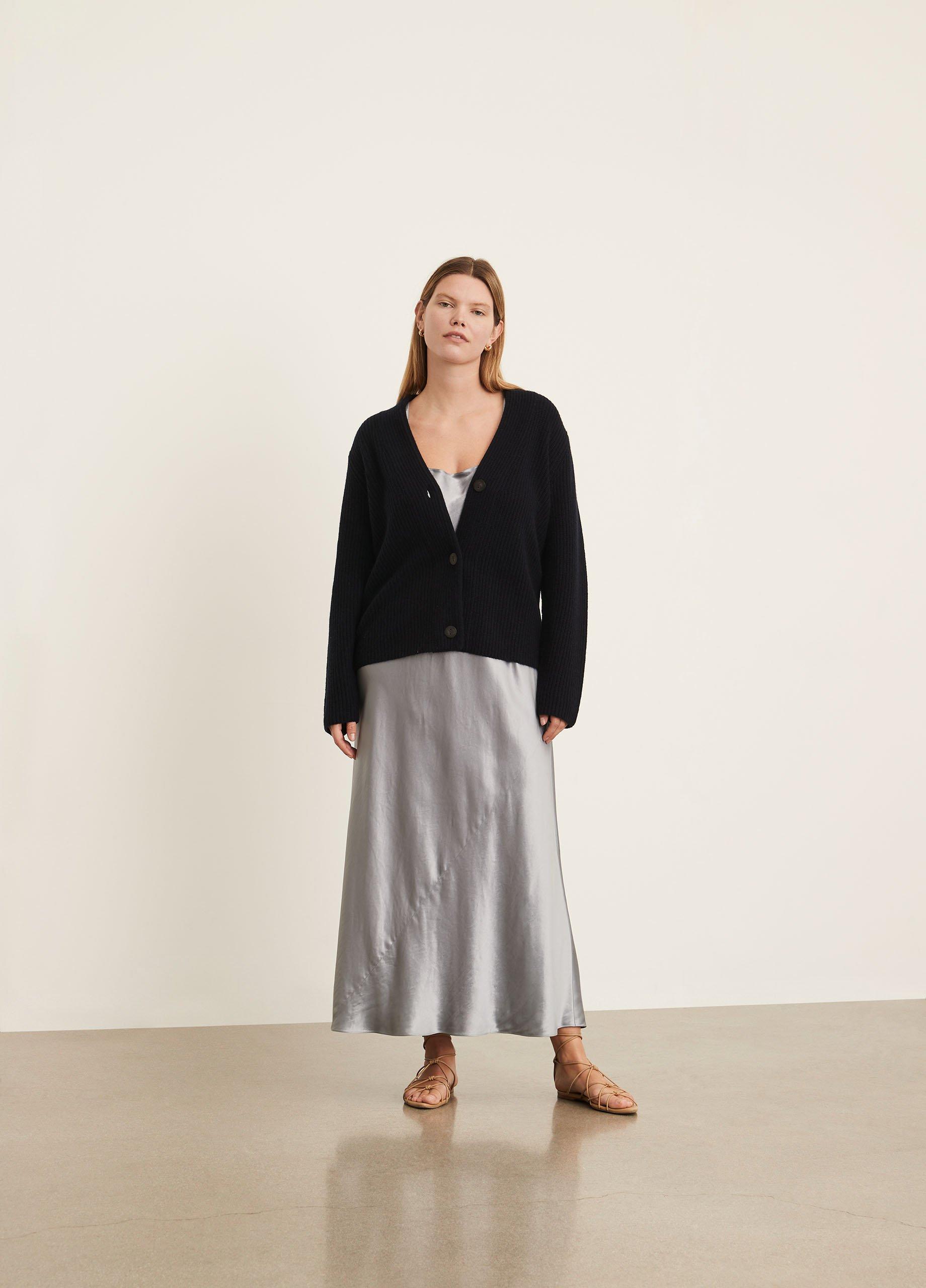 Cashmere-Silk Ribbed Cardigan in Cardigans