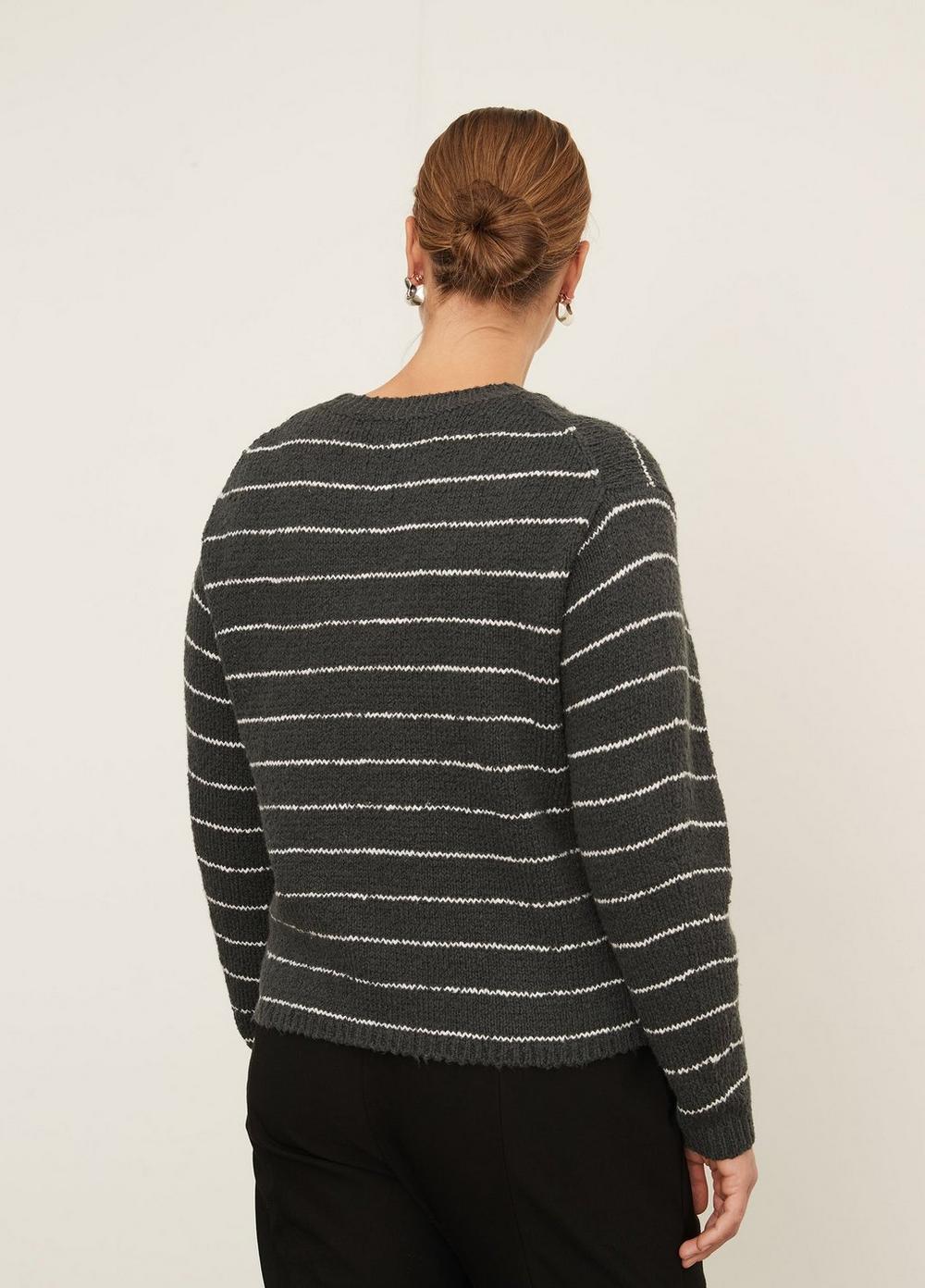 Pebbled Stripe Crew Neck Sweater