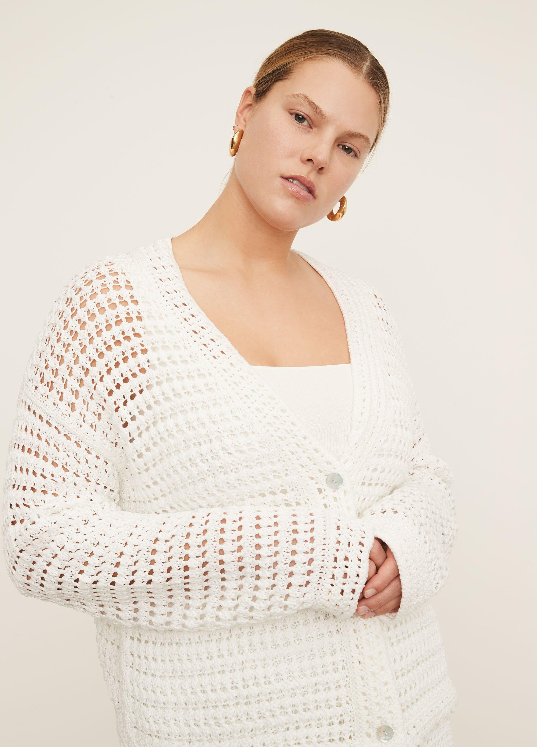 White crochet hotsell cardigan plus size