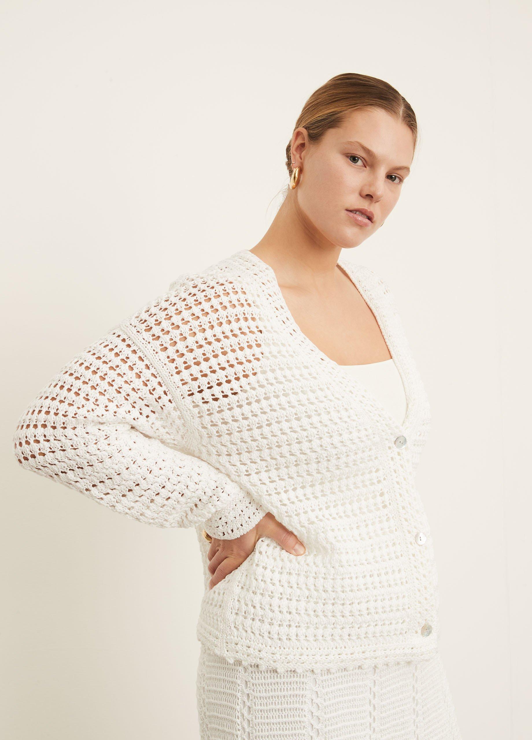 Crochet Cardigan Sweater in Vince Products Women | Vince