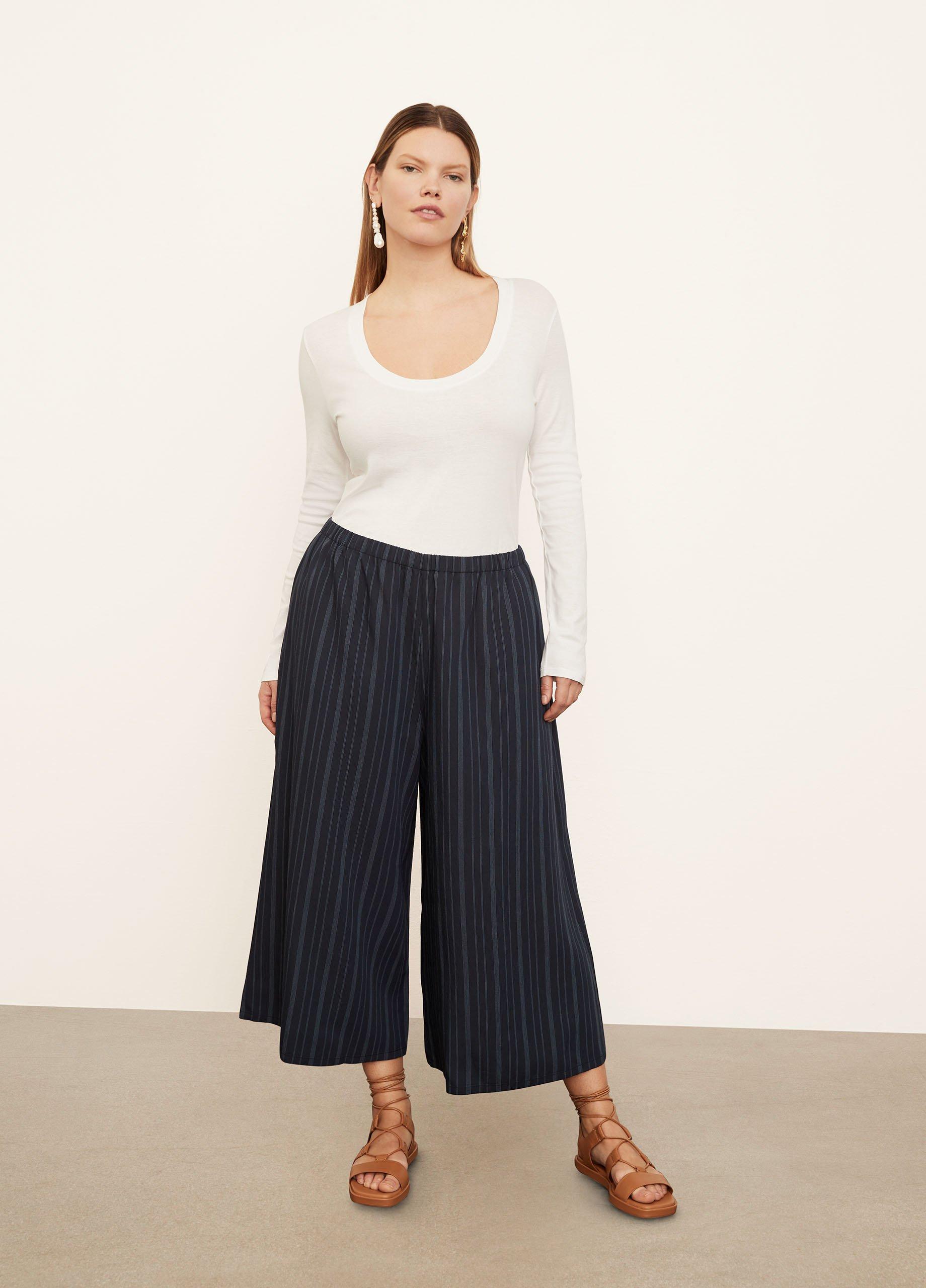 Tie-Front Striped Culotte in Culottes | Vince