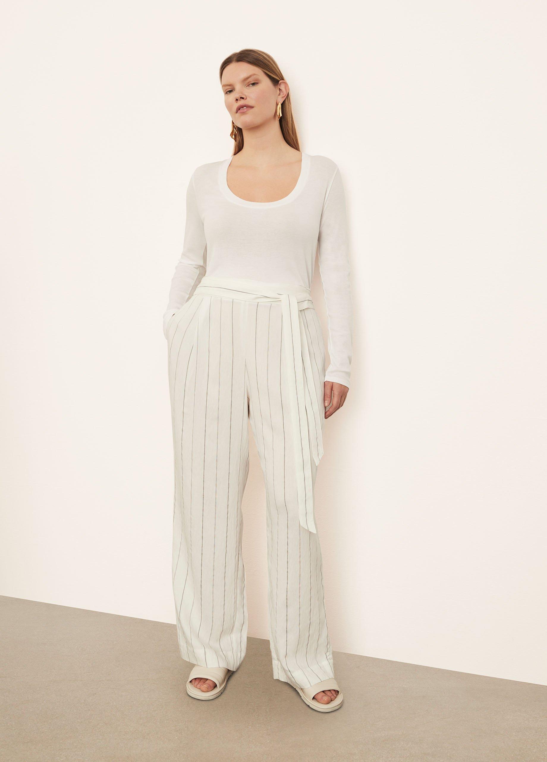 Soft Stripe Belted Pull-On Pant in Vince Products Women | Vince